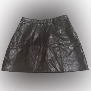 Lulu's Black Black Leather A-Line Mini Skirt Sz L